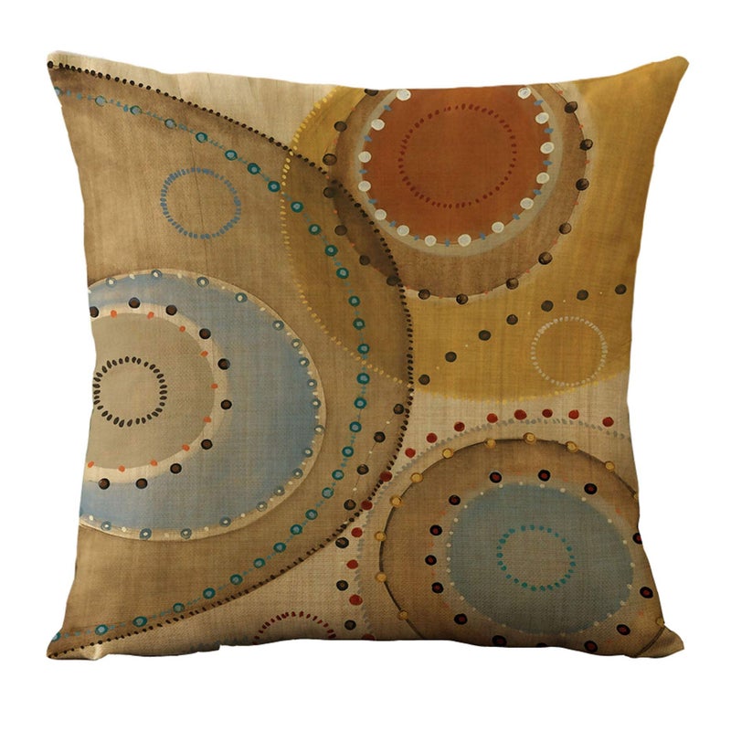 WOMHOPE Set of 4 Vintage Geometric Decorative Throw Pillow Covers Pillow Cases Cushion Cases 18 x 18 Inch for Living Room,Couch and Bed (Circle) - Image 5